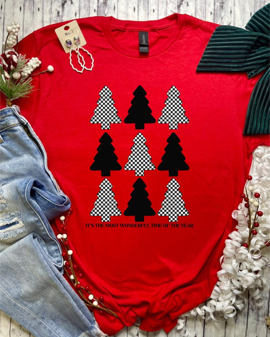 Checkered Christmas Trees Tee (Arriving week of 11/18)