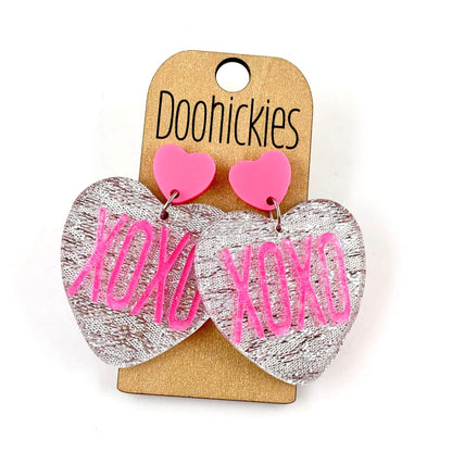 2" Conversation Heart Dangles - Valentines Acrylic Earrings