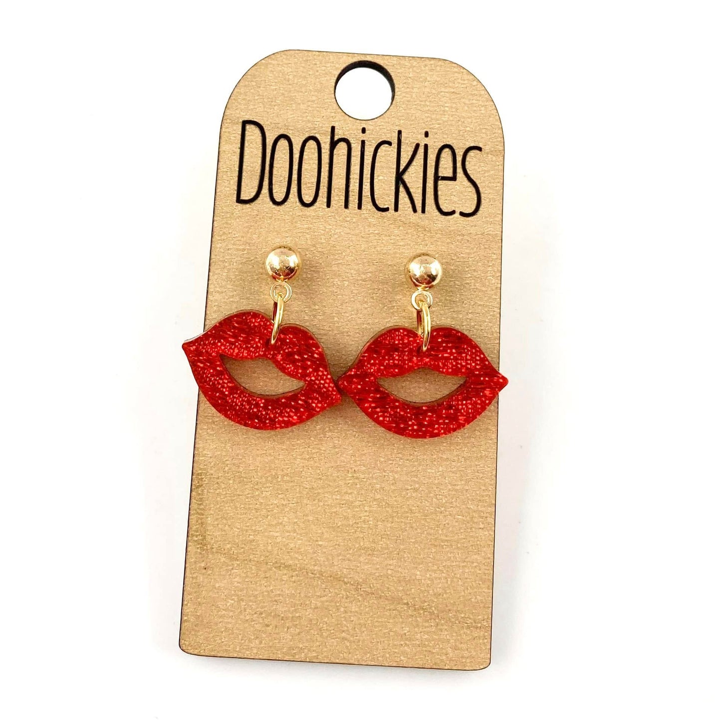 Dainty Kissy Face Acrylic Valentines Dangle Earrings