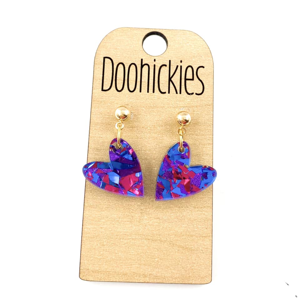 Dainty Confetti Hearts Acrylic Valentines Dangle Earrings