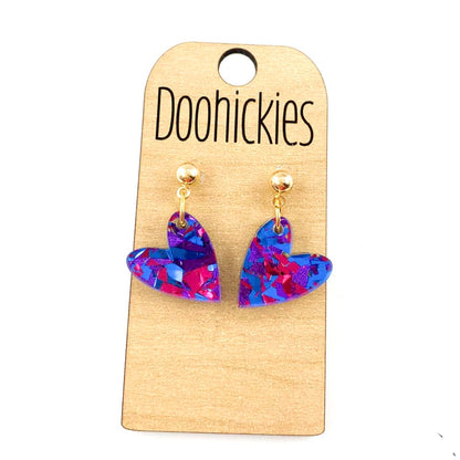 Dainty Confetti Hearts Acrylic Valentines Dangle Earrings