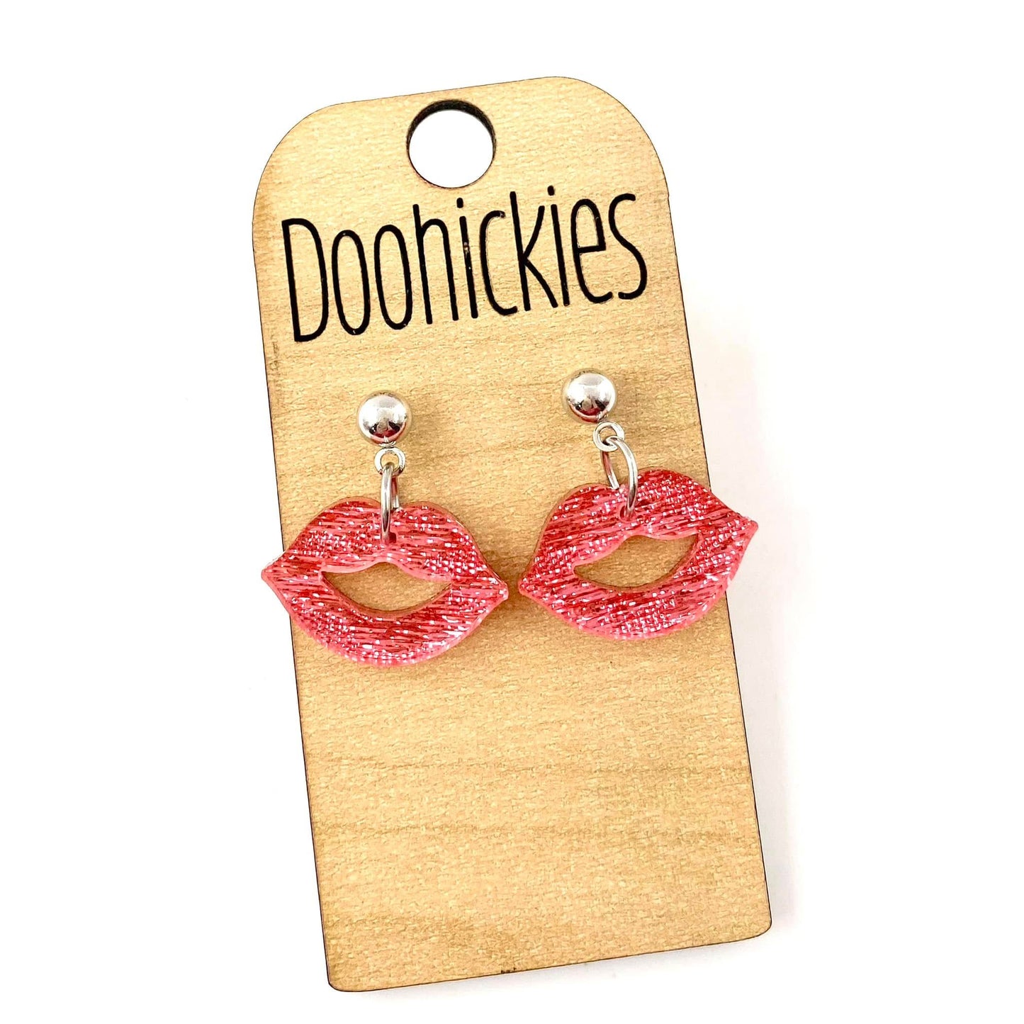 Dainty Kissy Face Acrylic Valentines Dangle Earrings