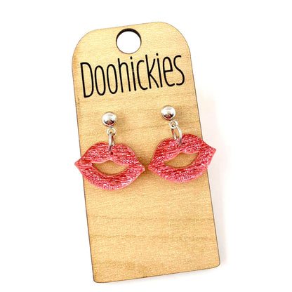 Dainty Kissy Face Acrylic Valentines Dangle Earrings