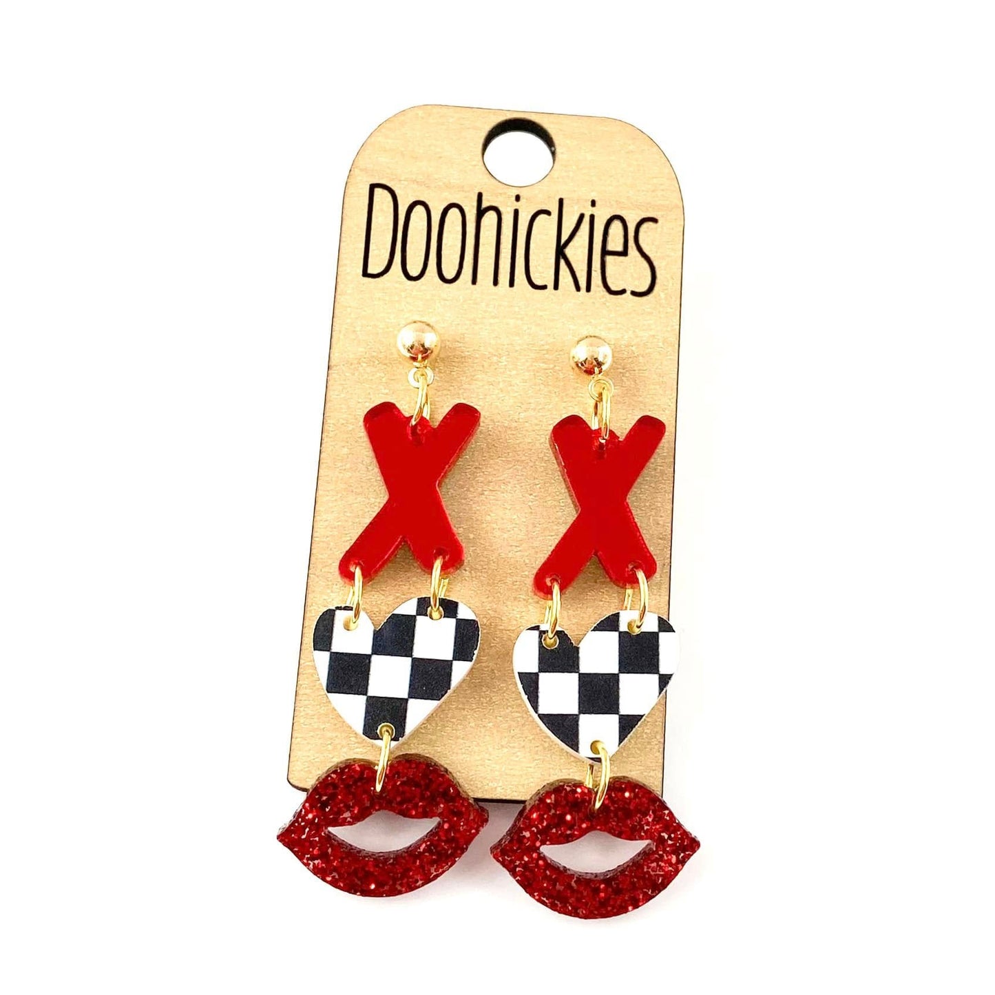 Lovey Trifecta Acrylic Valentines Earrings