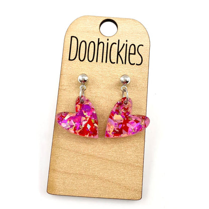 Dainty Confetti Hearts Acrylic Valentines Dangle Earrings