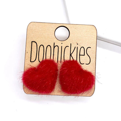 17mm Fuzzy Valentine Heart Earring Studs