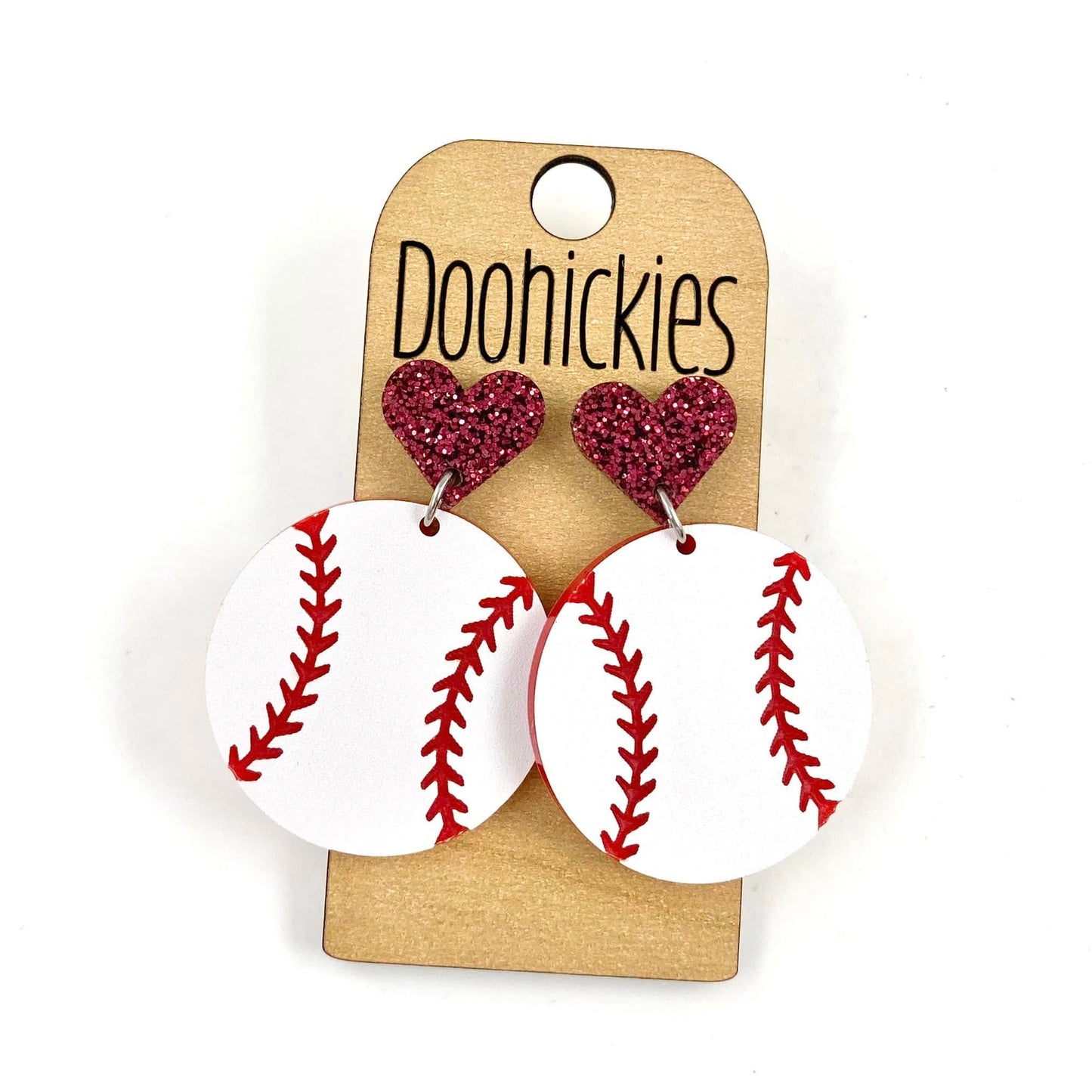 1.9" Custom I Heart Baseball Dangles - Sports Earrings