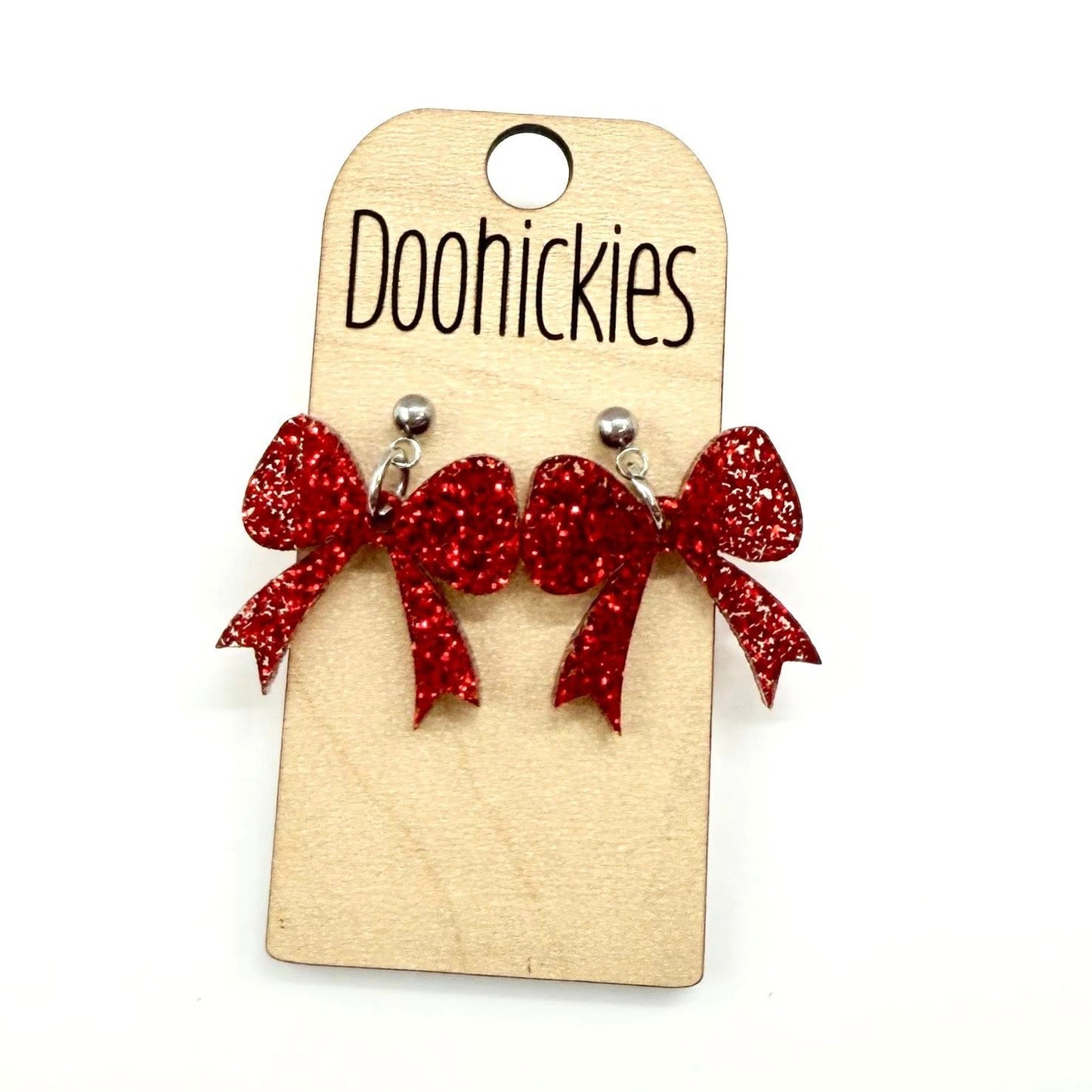 Glitter School Spirit Bow Dangle Earrings - Sports Earrings - 9 Color Options