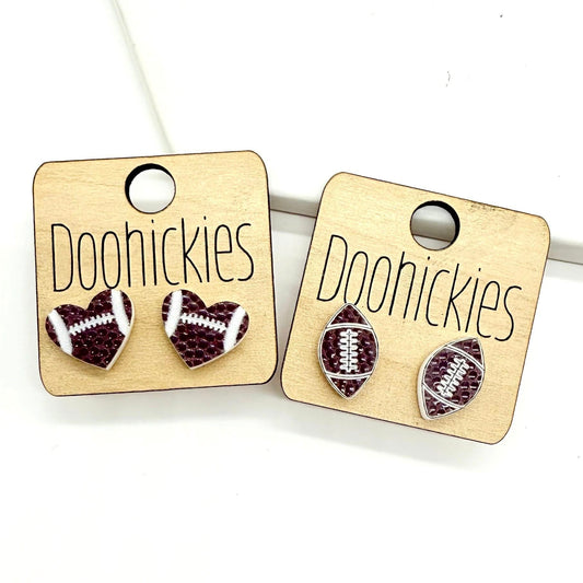 Textured Football Stud Collection - Sports Earrings - Two Options