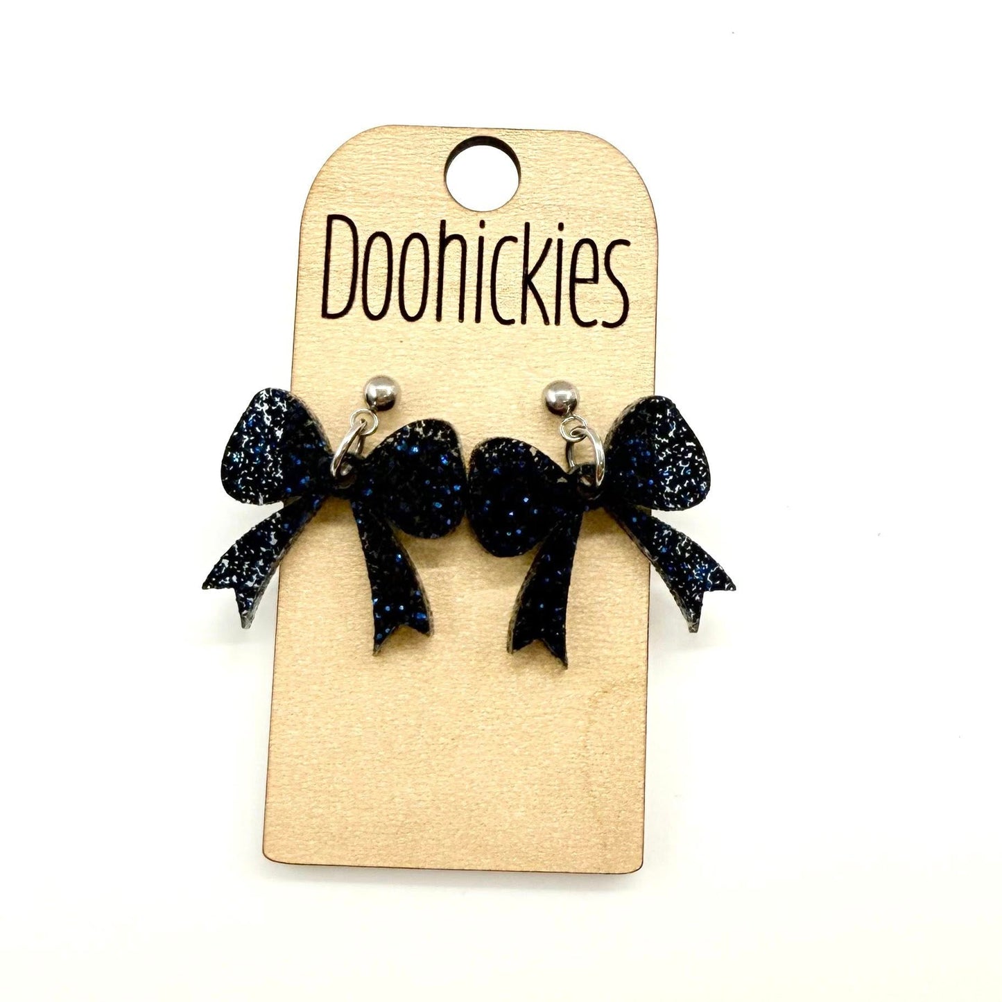 Glitter School Spirit Bow Dangle Earrings - Sports Earrings - 9 Color Options