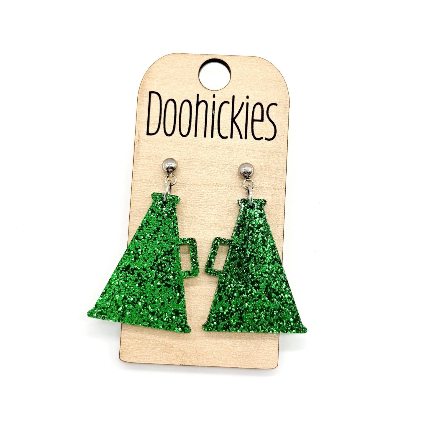 Glitter Cheer Megaphone Dangles - Custom Spirit Earrings
