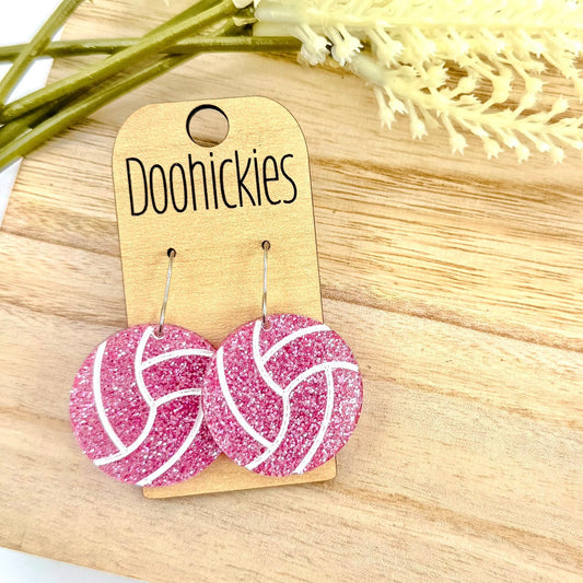 Pink Out Painted Volleyball Earring Collection - Breast Cancer Awareness Earrings