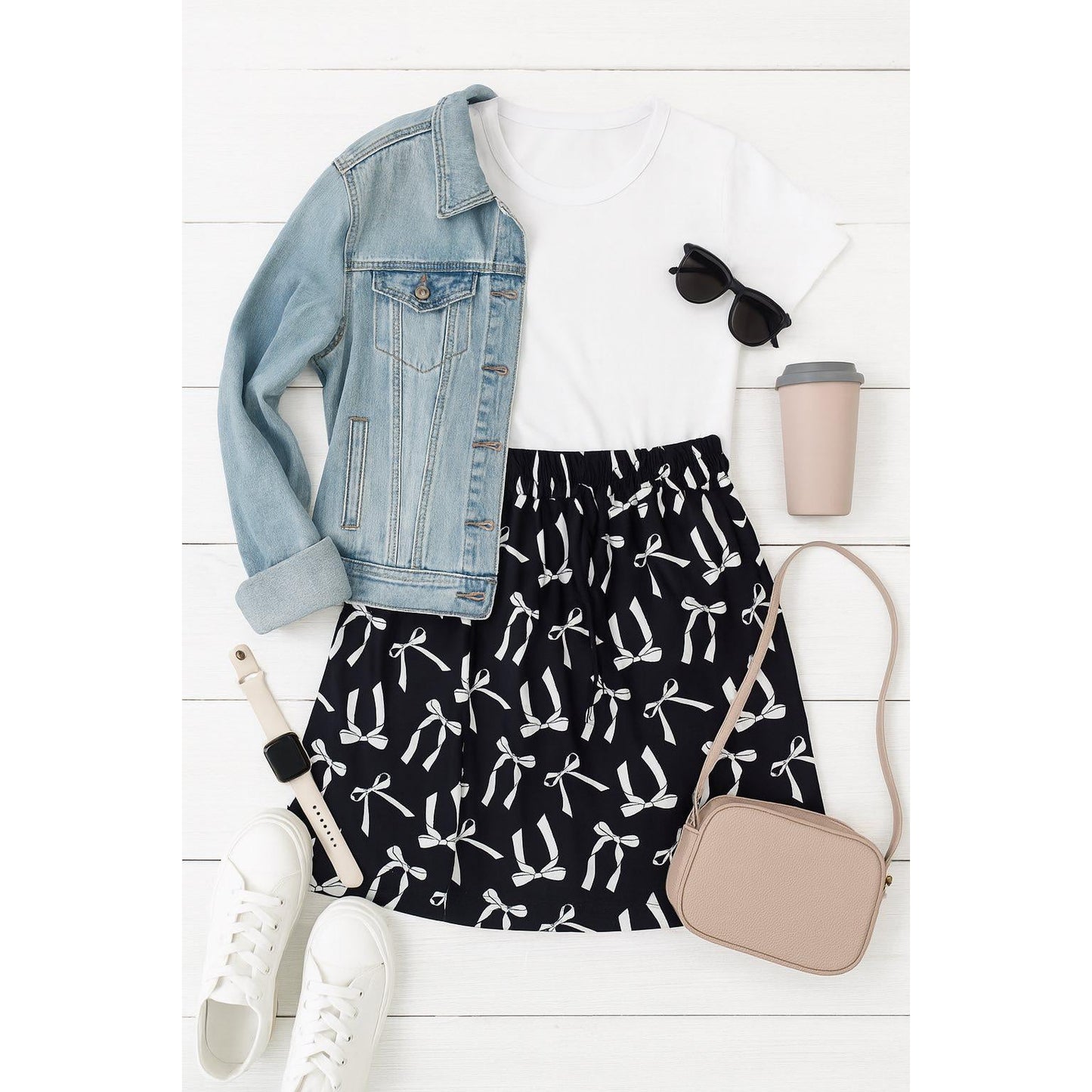 The Millie: White Bow Jogger Skirt