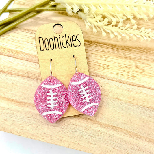 Pink Out Painted Football Earring Collection - Breast Cancer Awareness Earrings
