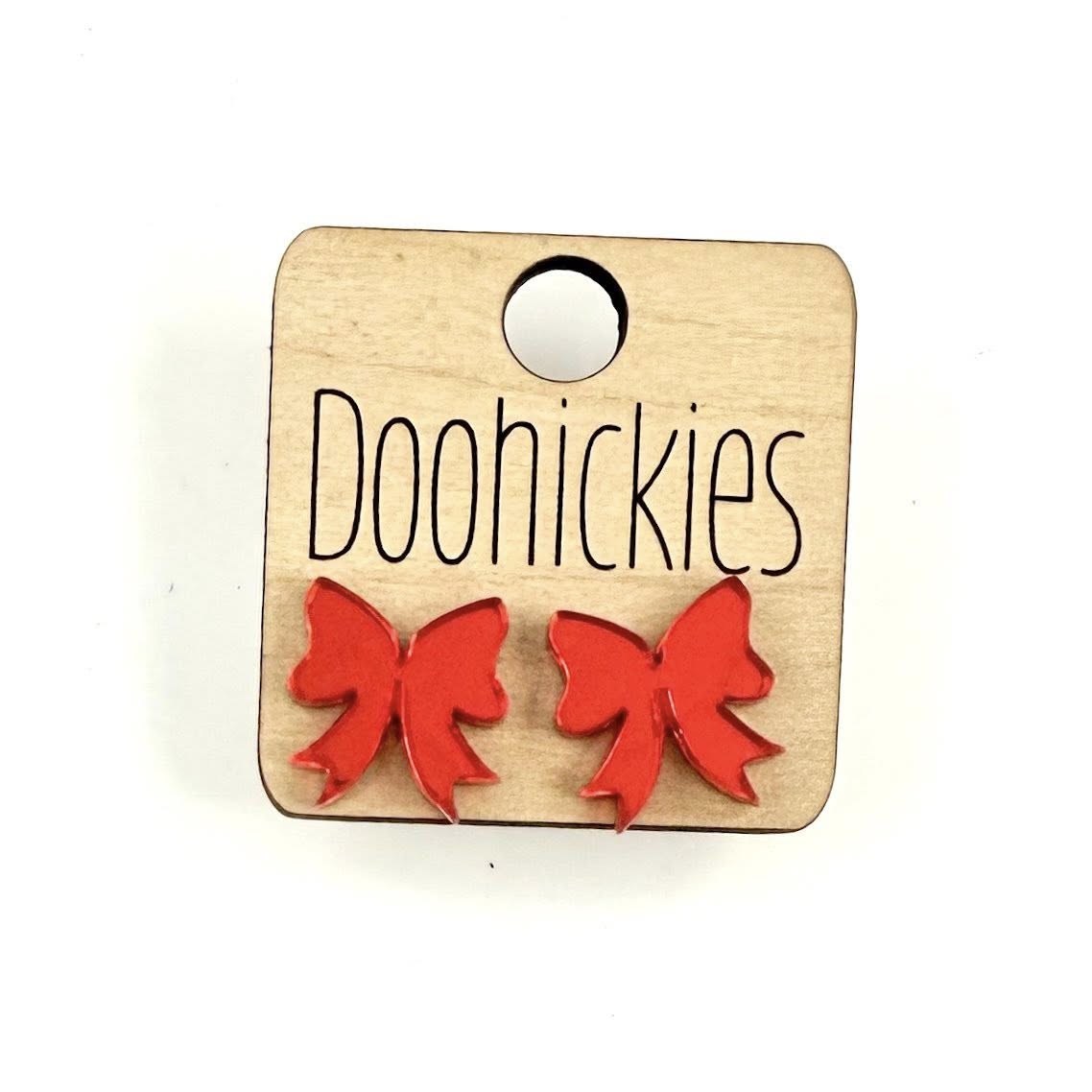 School Spirit Mirror Bow Stud Earrings - 9 Color Options