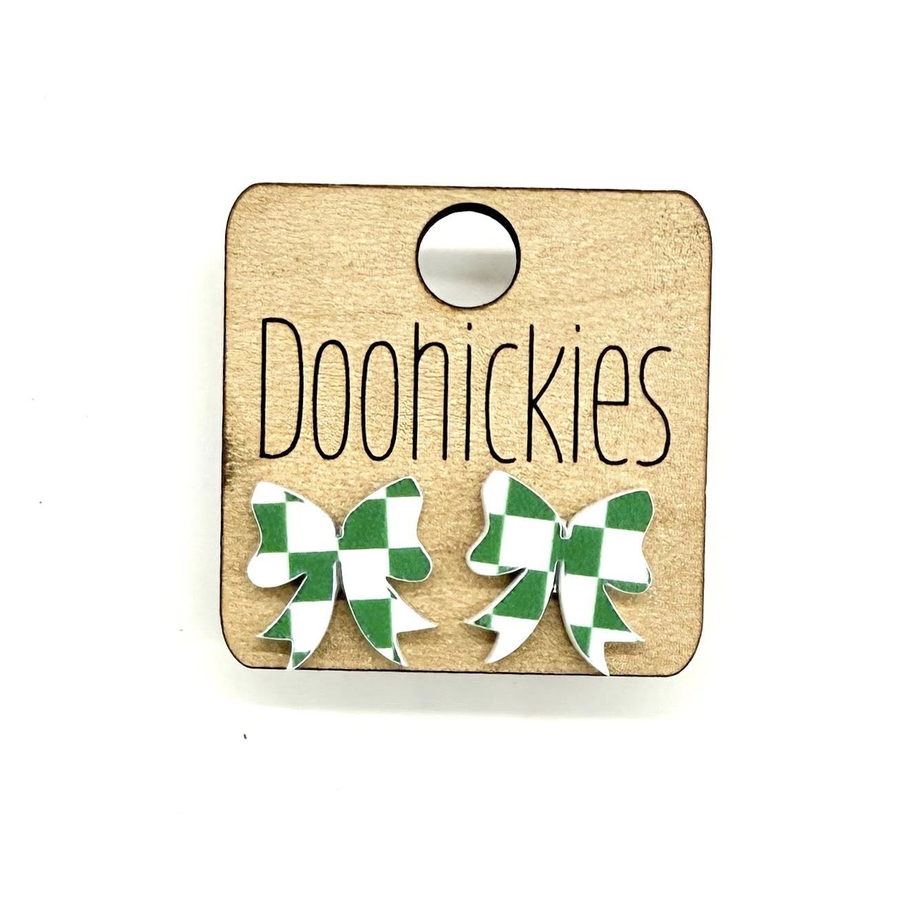 School Spirit Checkered Bow Stud Earrings - 9 Color Options