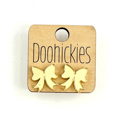 School Spirit Mirror Bow Stud Earrings - 9 Color Options