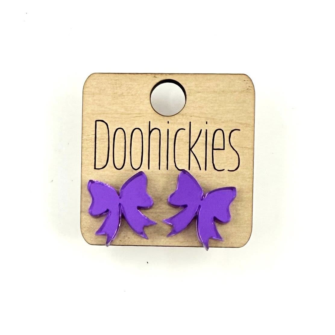 School Spirit Mirror Bow Stud Earrings - 9 Color Options