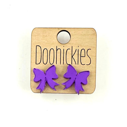 School Spirit Mirror Bow Stud Earrings - 9 Color Options