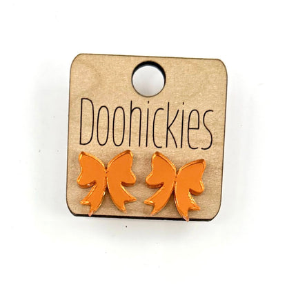 School Spirit Mirror Bow Stud Earrings - 9 Color Options