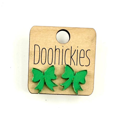 School Spirit Mirror Bow Stud Earrings - 9 Color Options