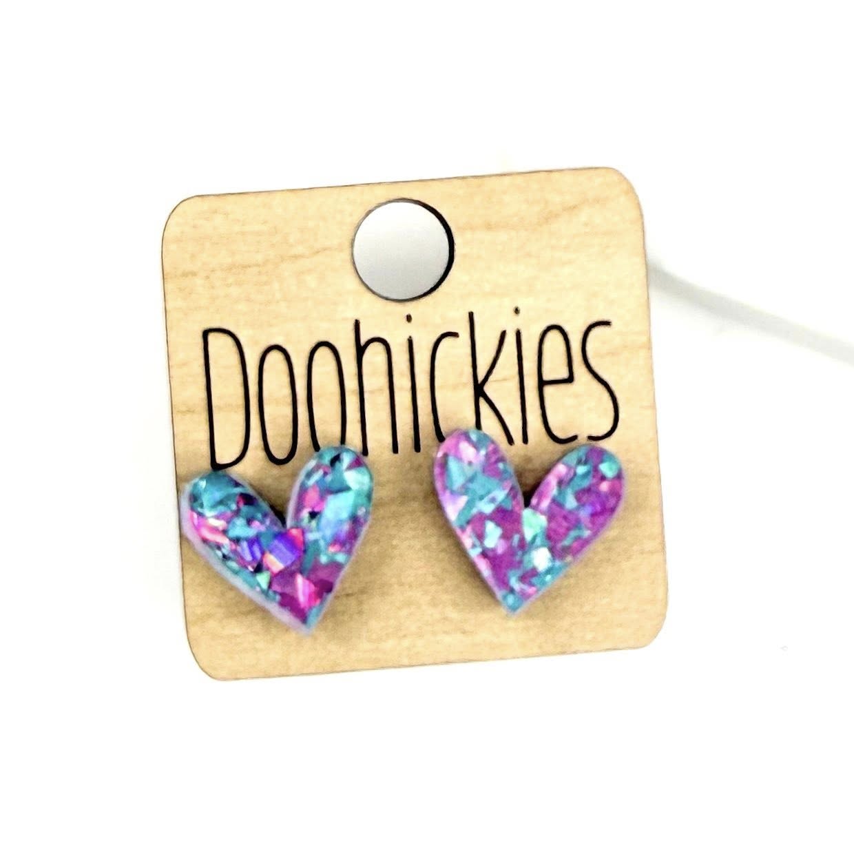 Chunky Glitter Swoopy Heart Studs Collection - Valentines Earrings
