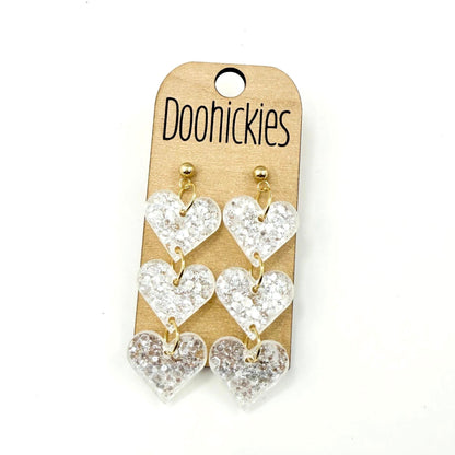 Pastel Shimmer Triple Heart Drops Collection - Valentines Earrings