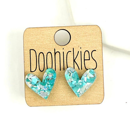 Chunky Glitter Swoopy Heart Studs Collection - Valentines Earrings