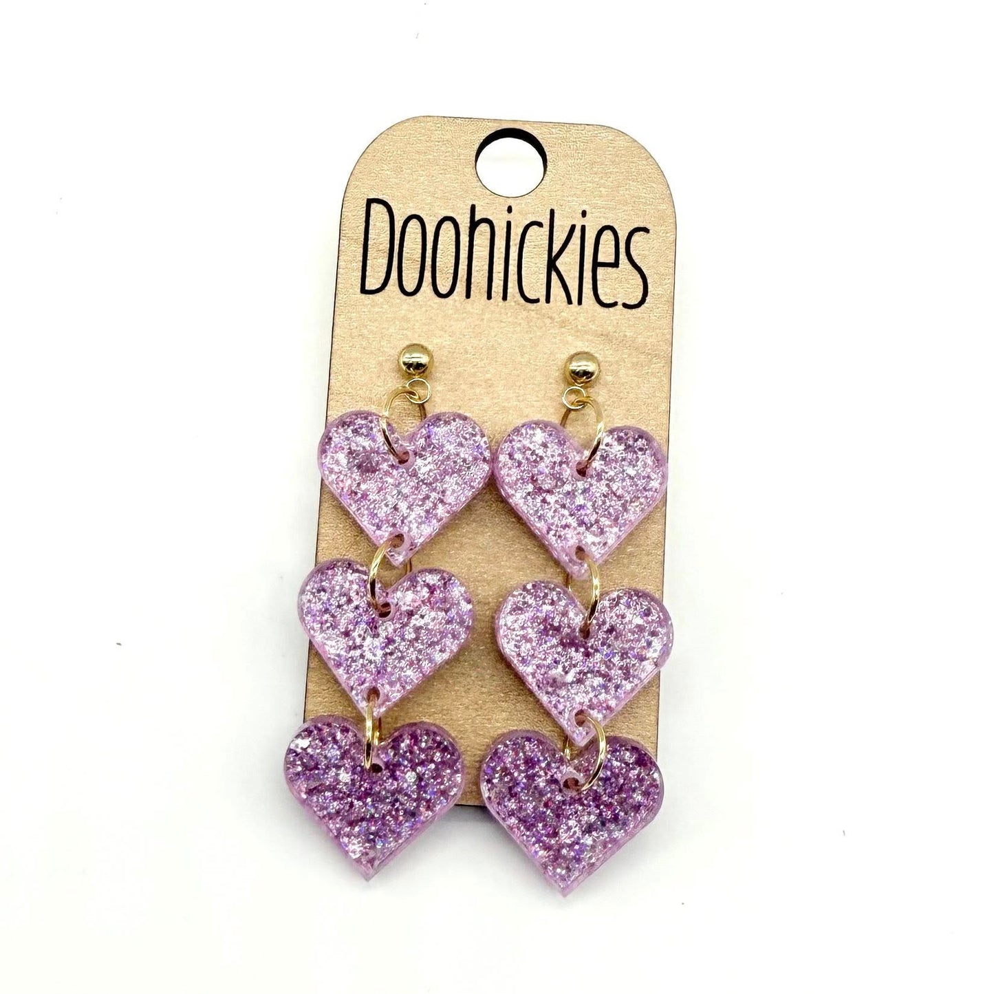 Pastel Shimmer Triple Heart Drops Collection - Valentines Earrings