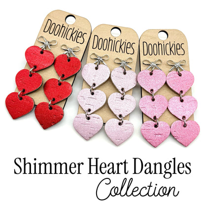 Shimmer Triple Heart Drop Collection - Valentine's Earrings