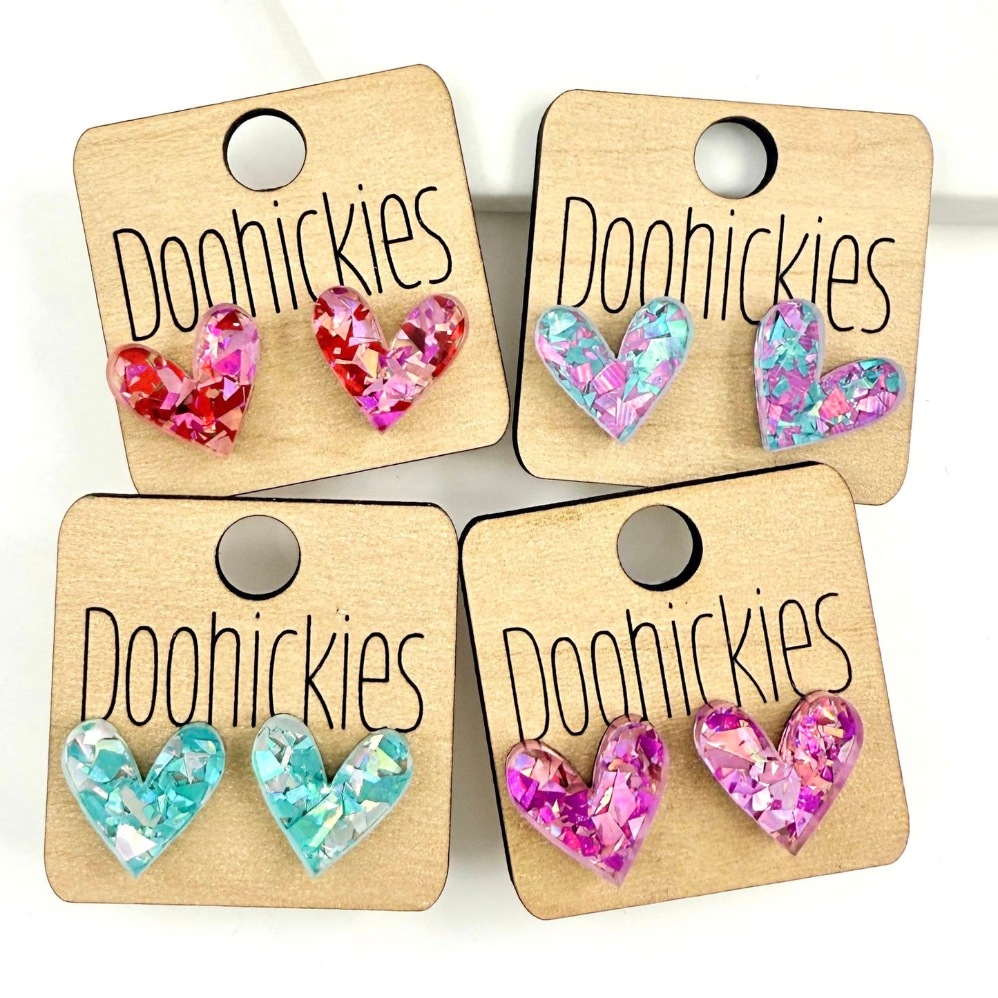 Chunky Glitter Swoopy Heart Studs Collection - Valentines Earrings