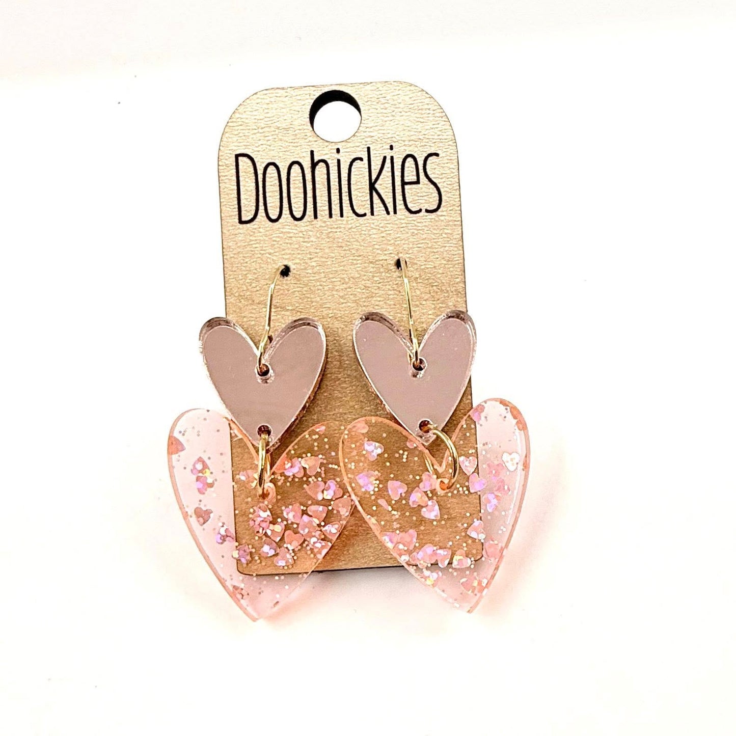 The Confetti Double Love Heart Collection - Valentines Acrylic Earrings