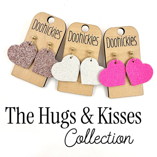 The Hugs and Kisses Glitter Hearts Collection - Valentines Earrings