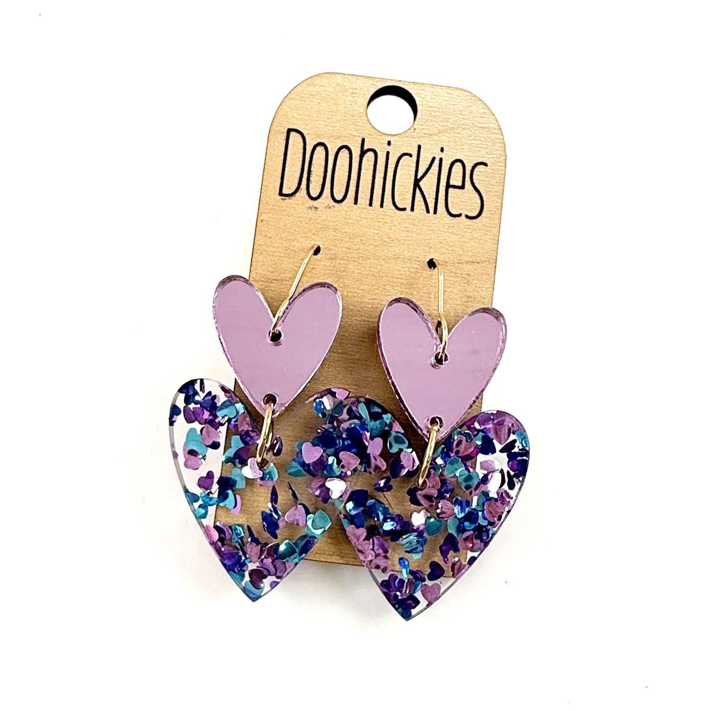 The Confetti Double Love Heart Collection - Valentines Acrylic Earrings