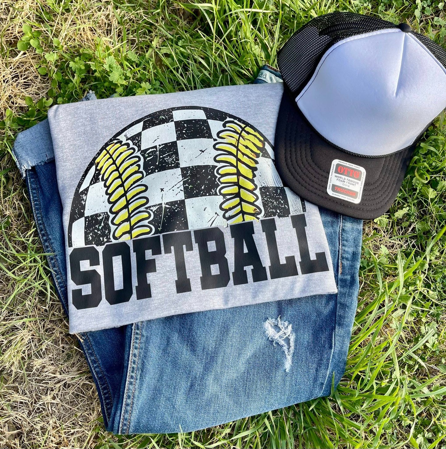 Checkered Softball Tee
