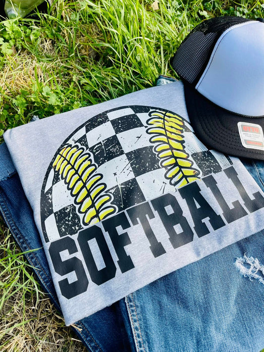 Checkered Softball Tee