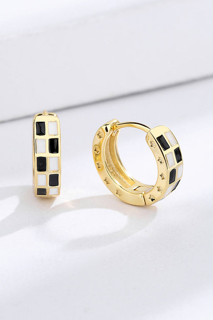 Gold Checkerboard Hoop Earrings