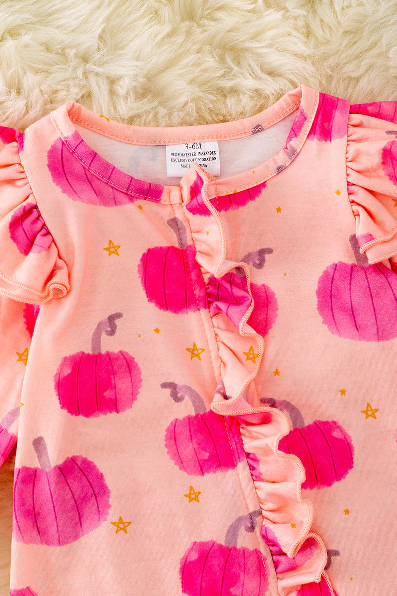 Pink Pumpkin Footed Onesie