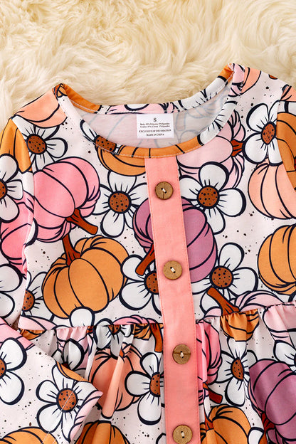 Floral Pumpkin Girls Set