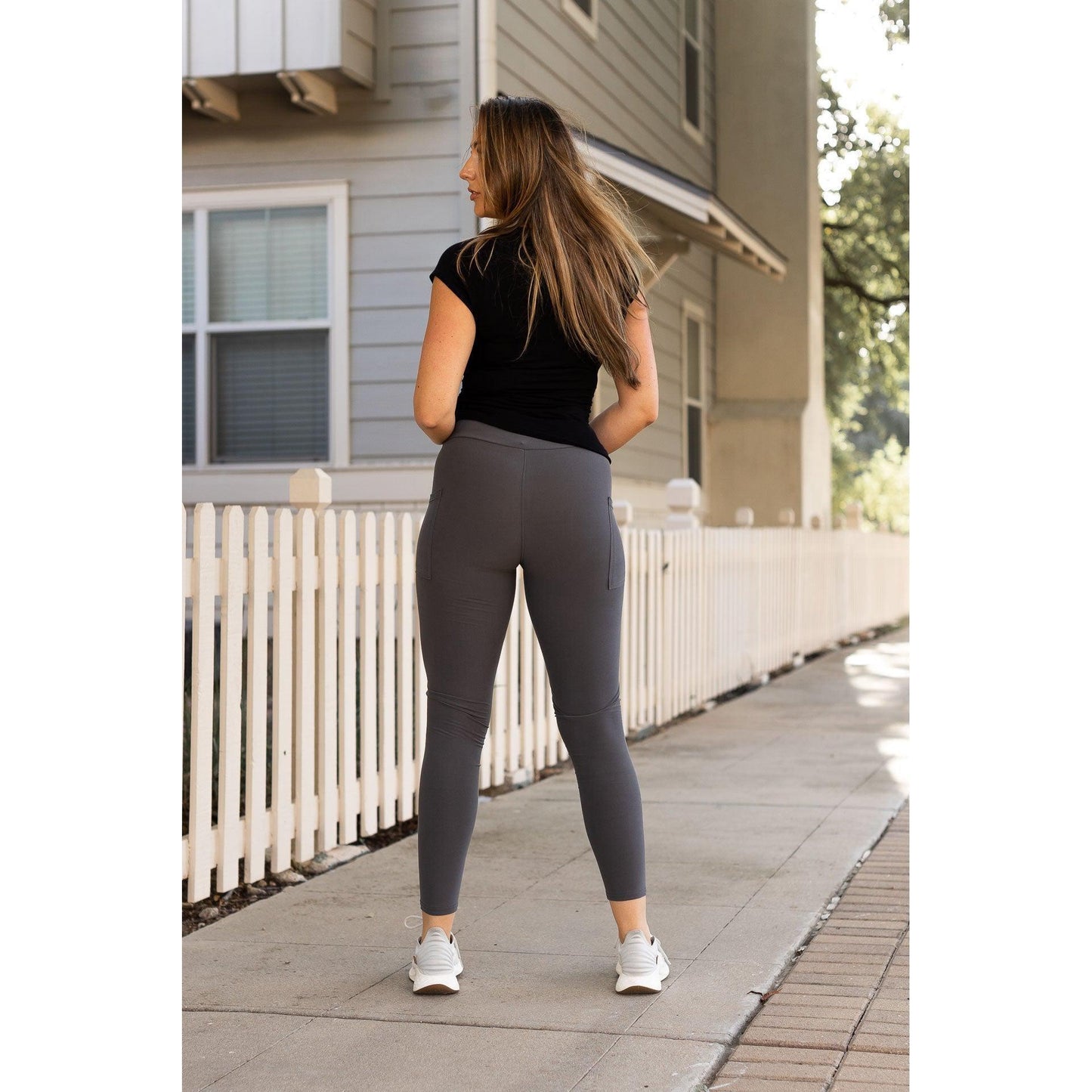 Ready to Ship | The Carmen - Charcoal Full Length Leggings with Pockets