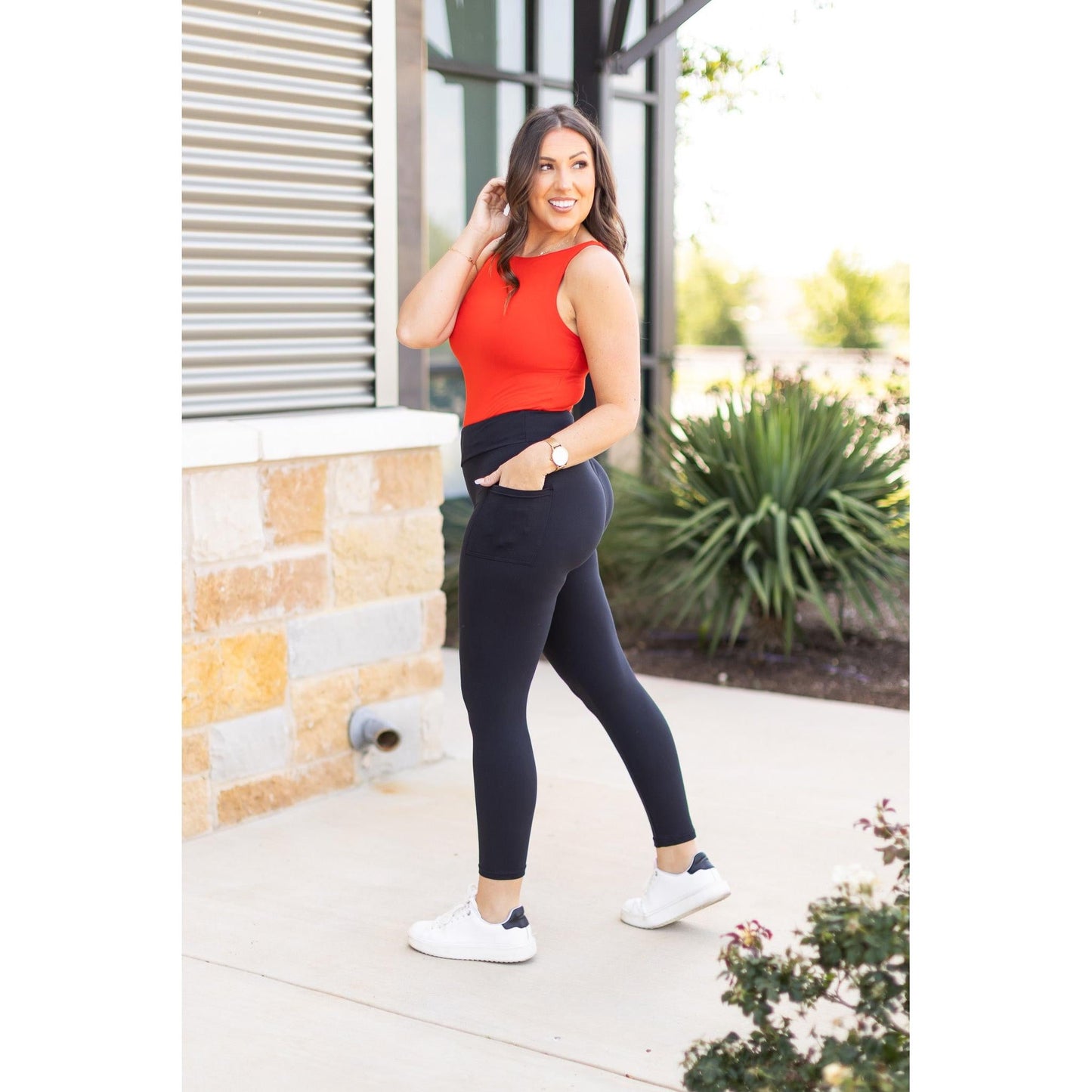 Ready to Ship  | The Alana - 7/8 Ankle Length BLACK Leggings with Pockets