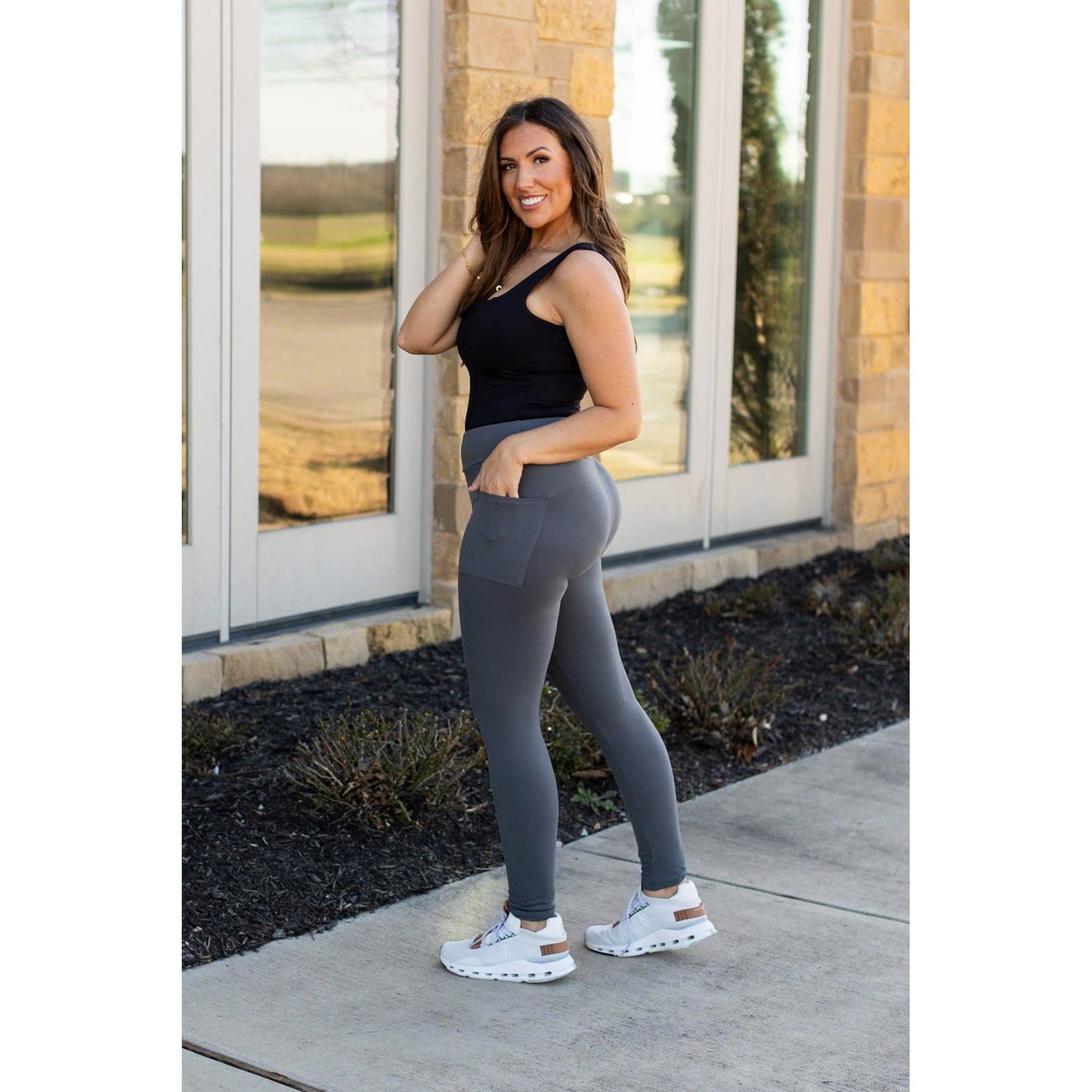 Ready to Ship | The Carmen - Charcoal Full Length Leggings with Pockets