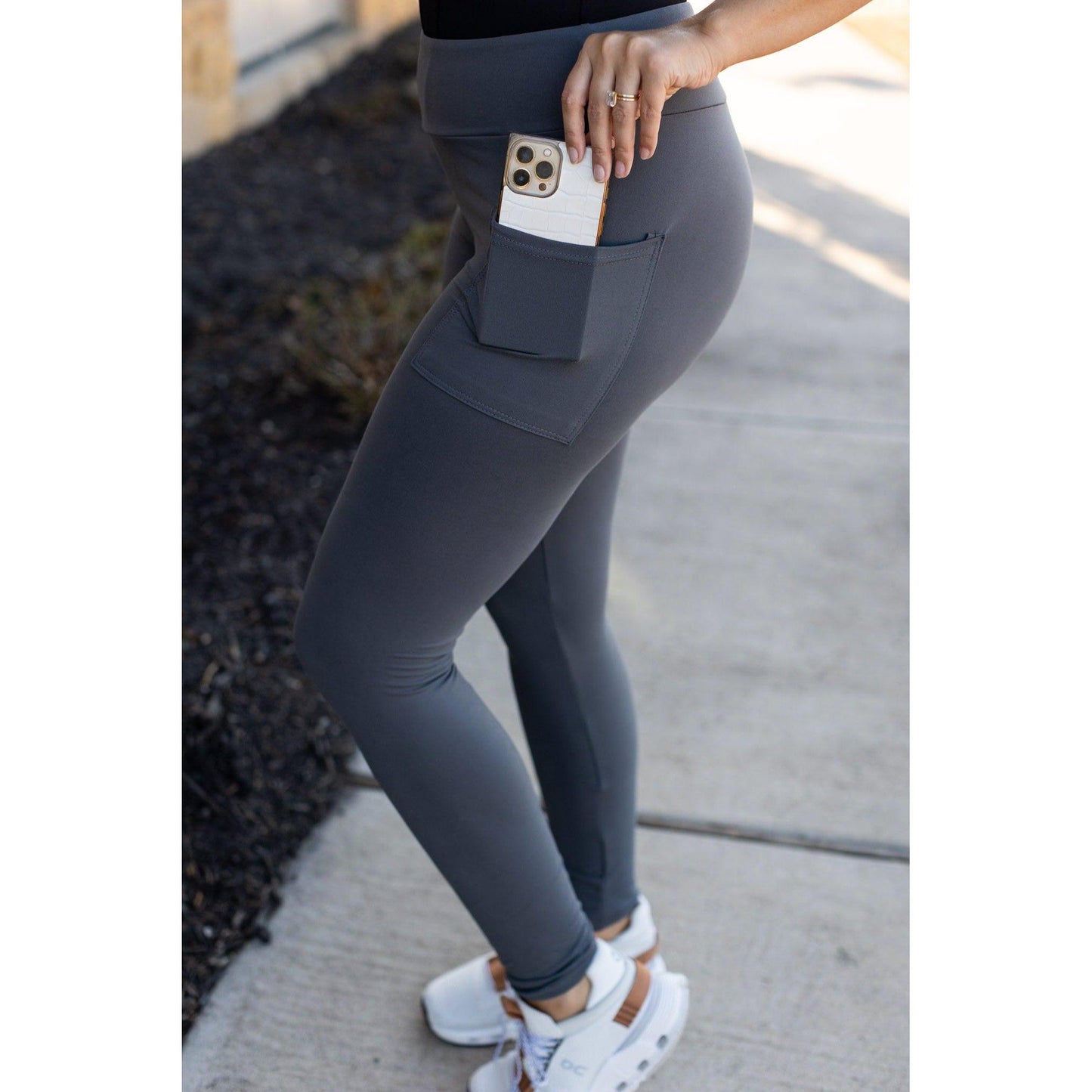 Ready to Ship | The Carmen - Charcoal Full Length Leggings with Pockets