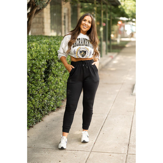 Ready to Ship | The Braelyn - Black Fleece Jogger