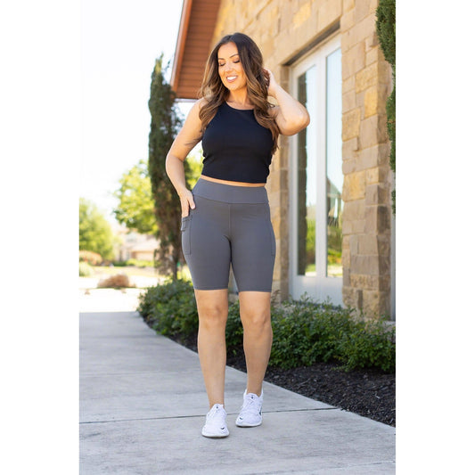 Ready to Ship  | The Christy -  Charcoal BIKER  SHORTS