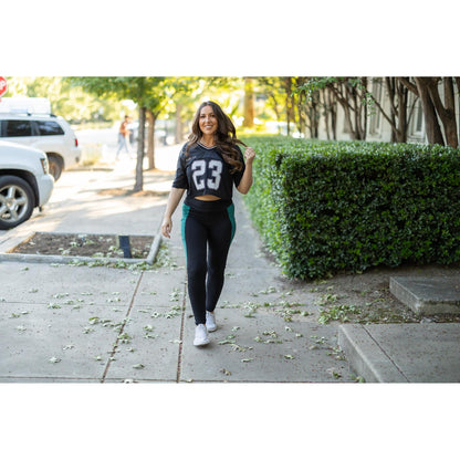 Ready to Ship | The Gracie- Green Panel Full Length Leggings