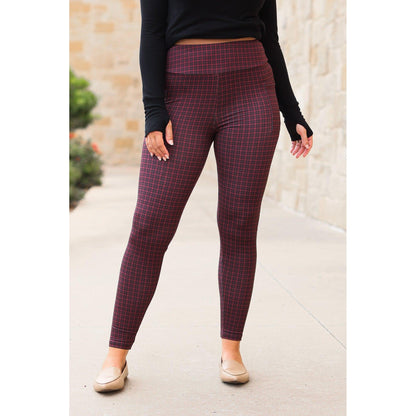 Julia Rose Wren Plaid Leggings with pockets and high waistband. Buttery soft plaid leggings for women by Julia Rose.