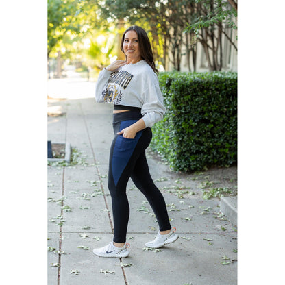 Ready to Ship | The Billie- Blue Panel Full Length Leggings