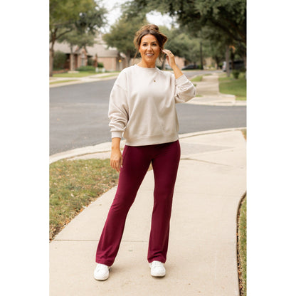 Ready to Ship  | The Maeve -  MAROON Bootcut Leggings with Pockets