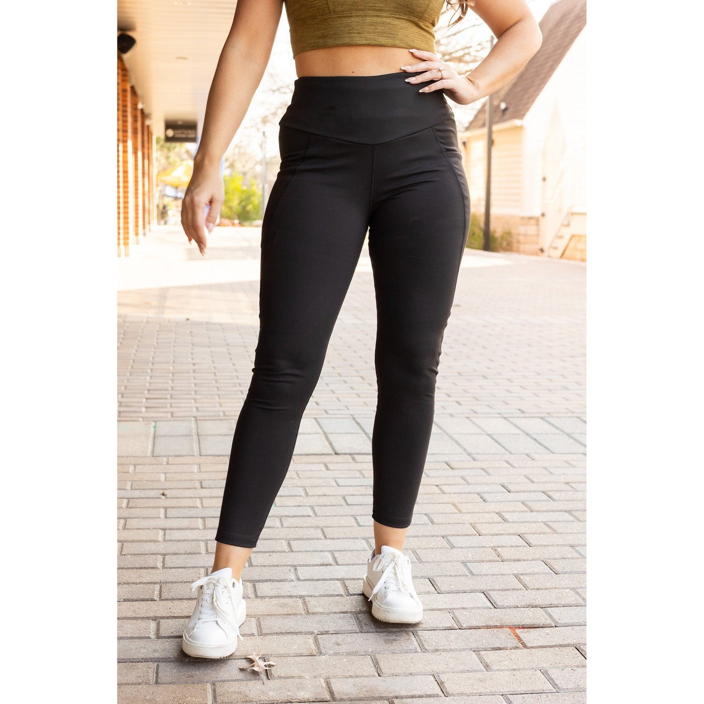Ready to Ship  | The Adriana - Tummy Control Full Length Leggings with Pockets